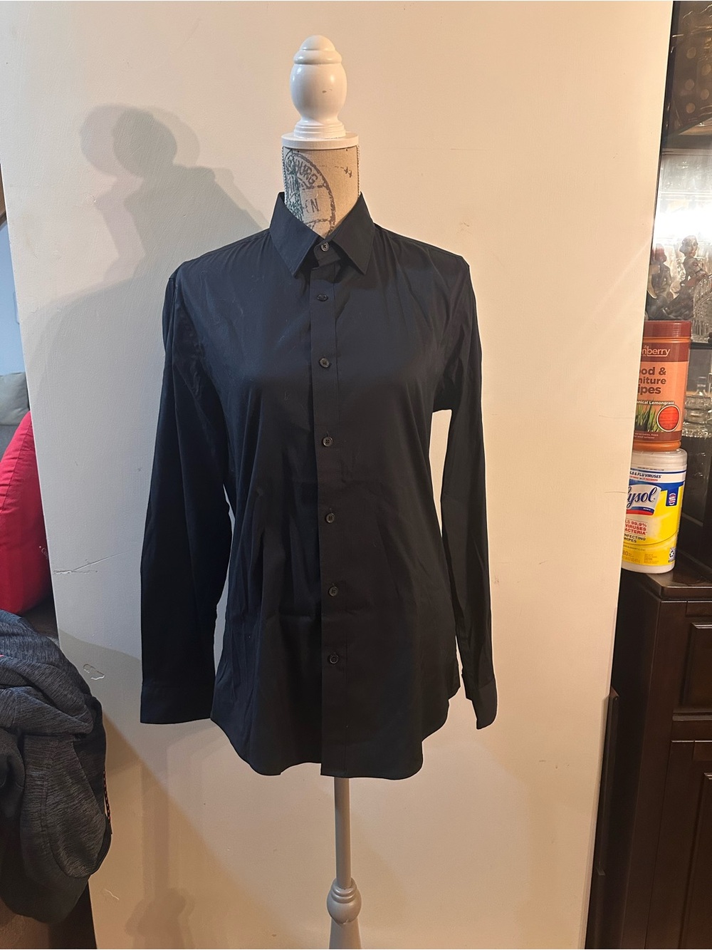 DKNY Black Collared Button Shirt